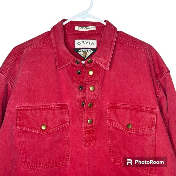 Orvis Shirt Men XL Button Jean Red Malpai Snap Front Brushpopper Hunt Field Barn - Picture 2 of 2